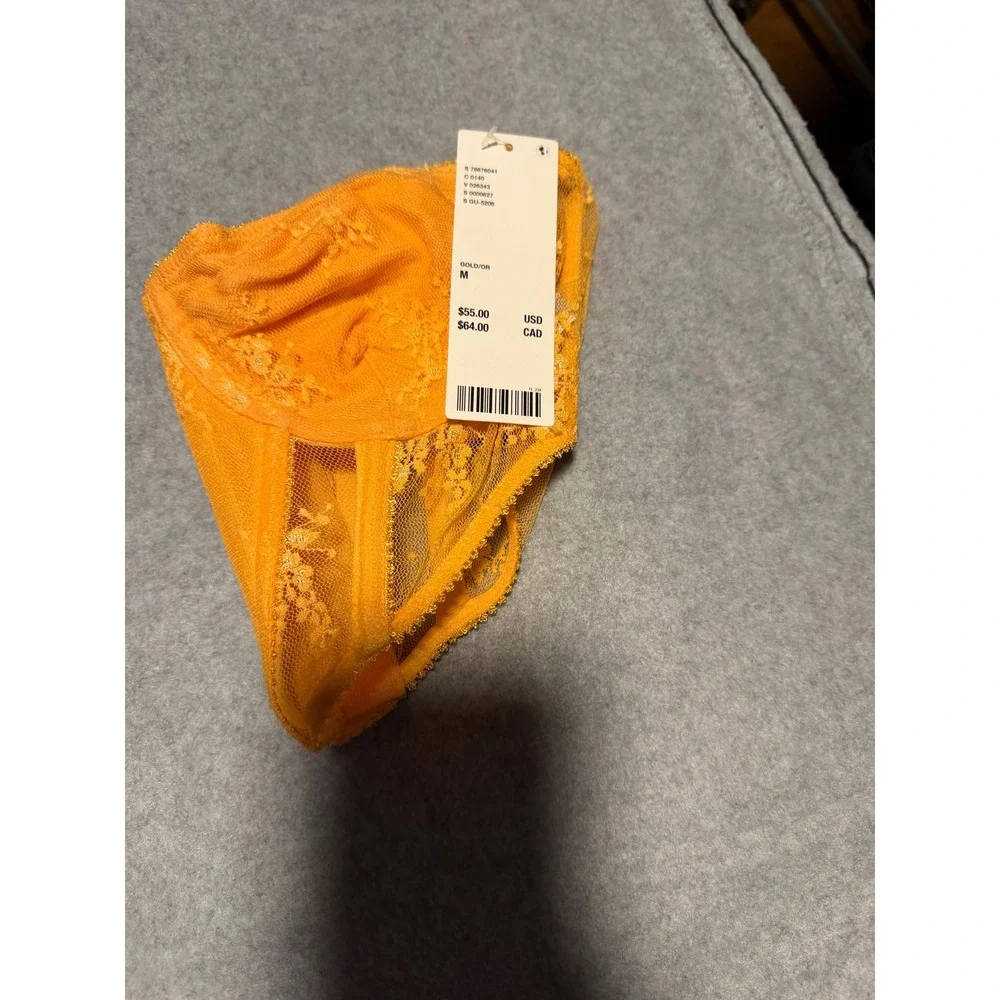 Urban Outfitters Out From Under Lace Corset Bustier Top Gold Orange Strapless M